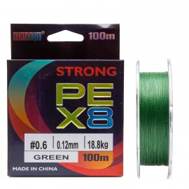 Плетёный шнур Strong PEx8 100 м 0.12 мм тест 18 кг 8-жильный для спиннинга 0